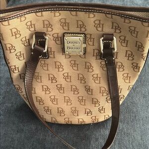 Dooney & Bourke Tan and Brown Monogram Shoulder Bag